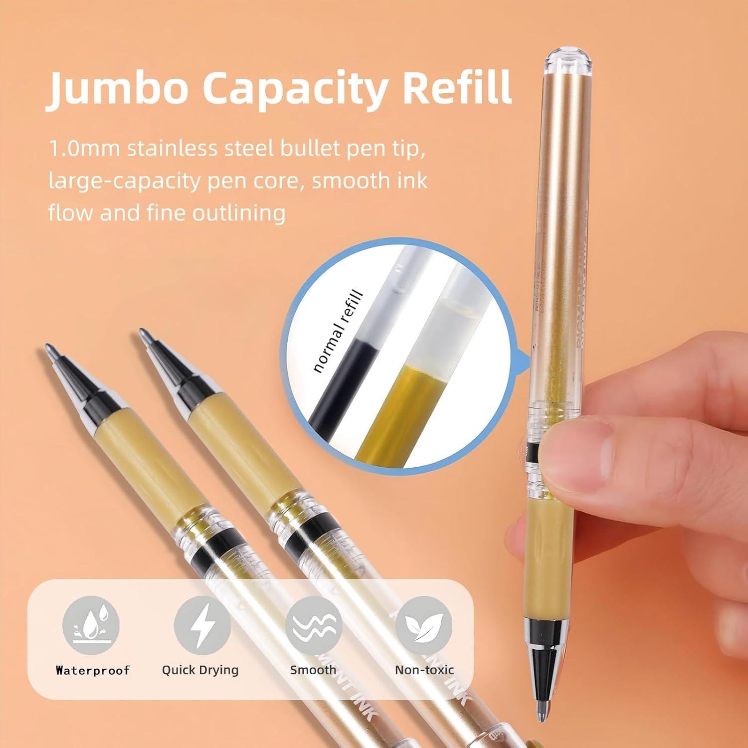 Juego de 3 bolígrafos de gel dorados IOMDRWU 1.0mm