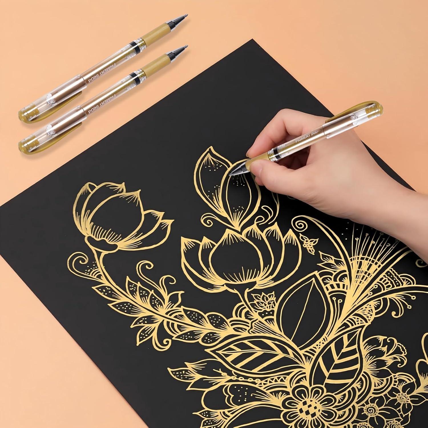 Juego de 3 bolígrafos de gel dorados IOMDRWU 1.0mm