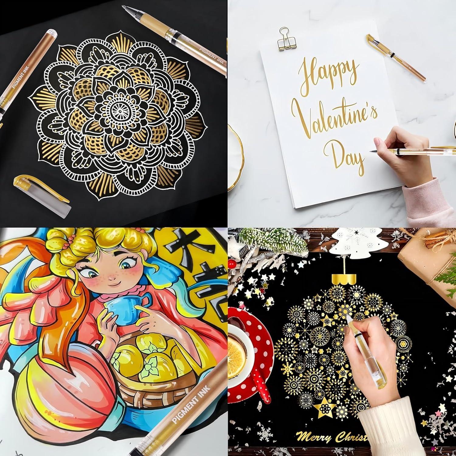 Juego de 3 bolígrafos de gel dorados IOMDRWU 1.0mm