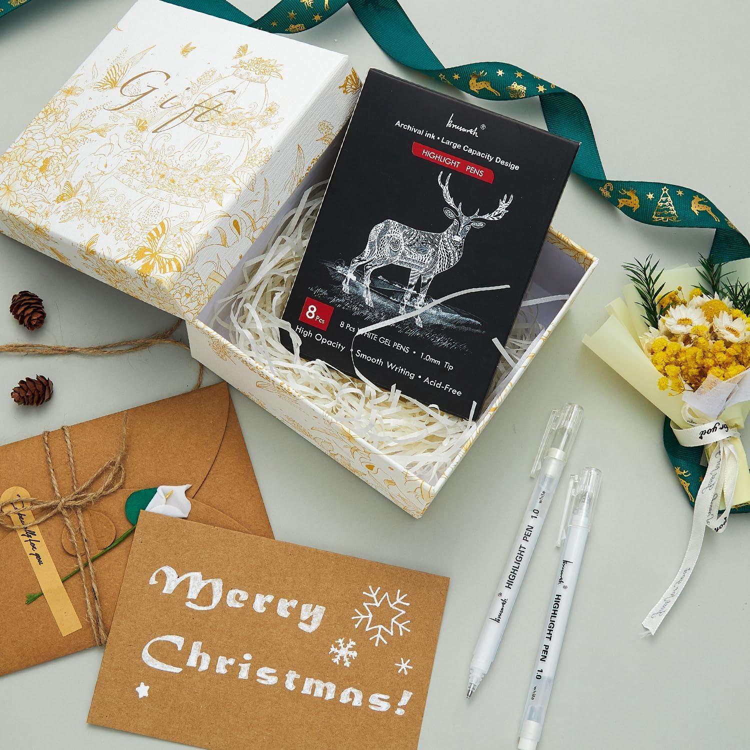 Bolígrafos de Gel Blancos Brusarth, 8 Piezas, Punta Fina 1mm