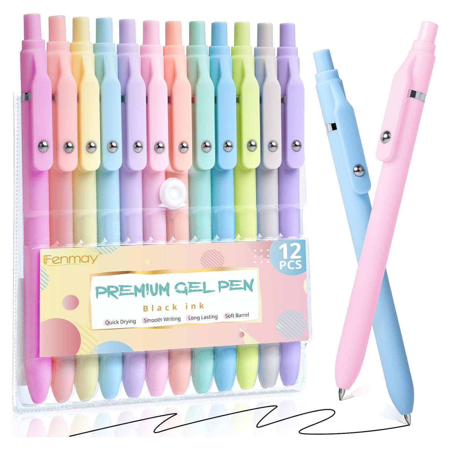 Bolígrafos de Gel Fenmay 12 Pcs 0.5mm Tinta Negra Retráctil