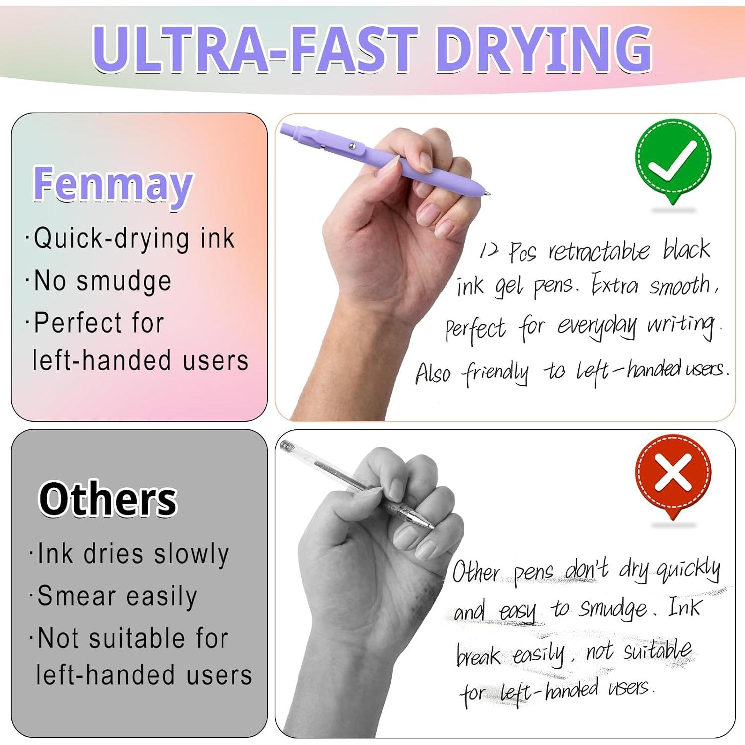 Bolígrafos de Gel Fenmay 12 Pcs 0.5mm Tinta Negra Retráctil