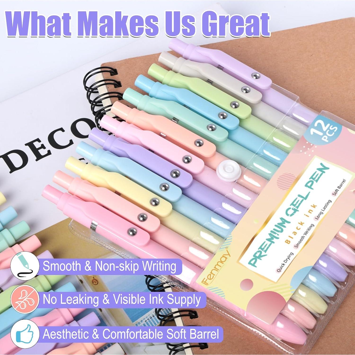 Bolígrafos de Gel Fenmay 12 Pcs 0.5mm Tinta Negra Retráctil