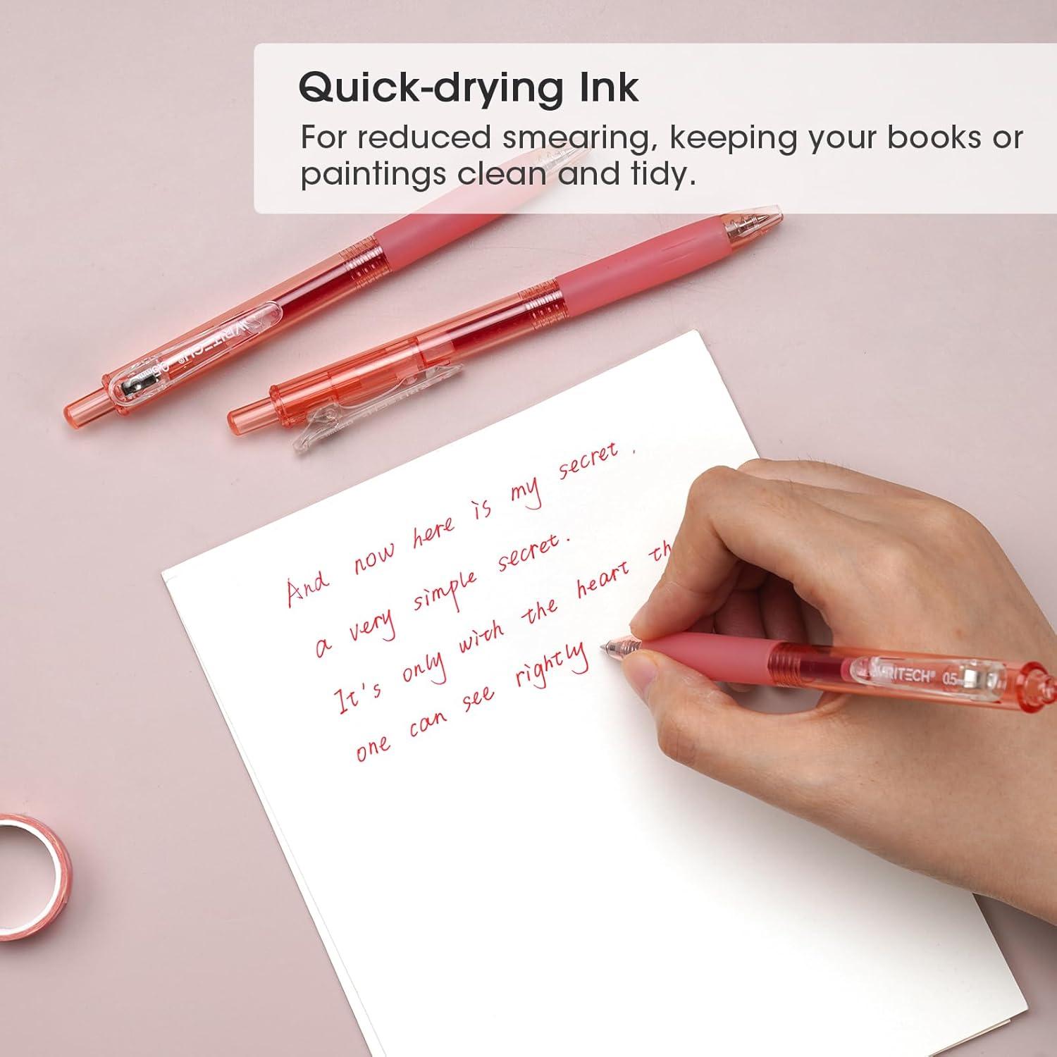 Bolígrafos de Gel Retráctiles WRITECH, Tinta Roja 0.7mm, Set 10