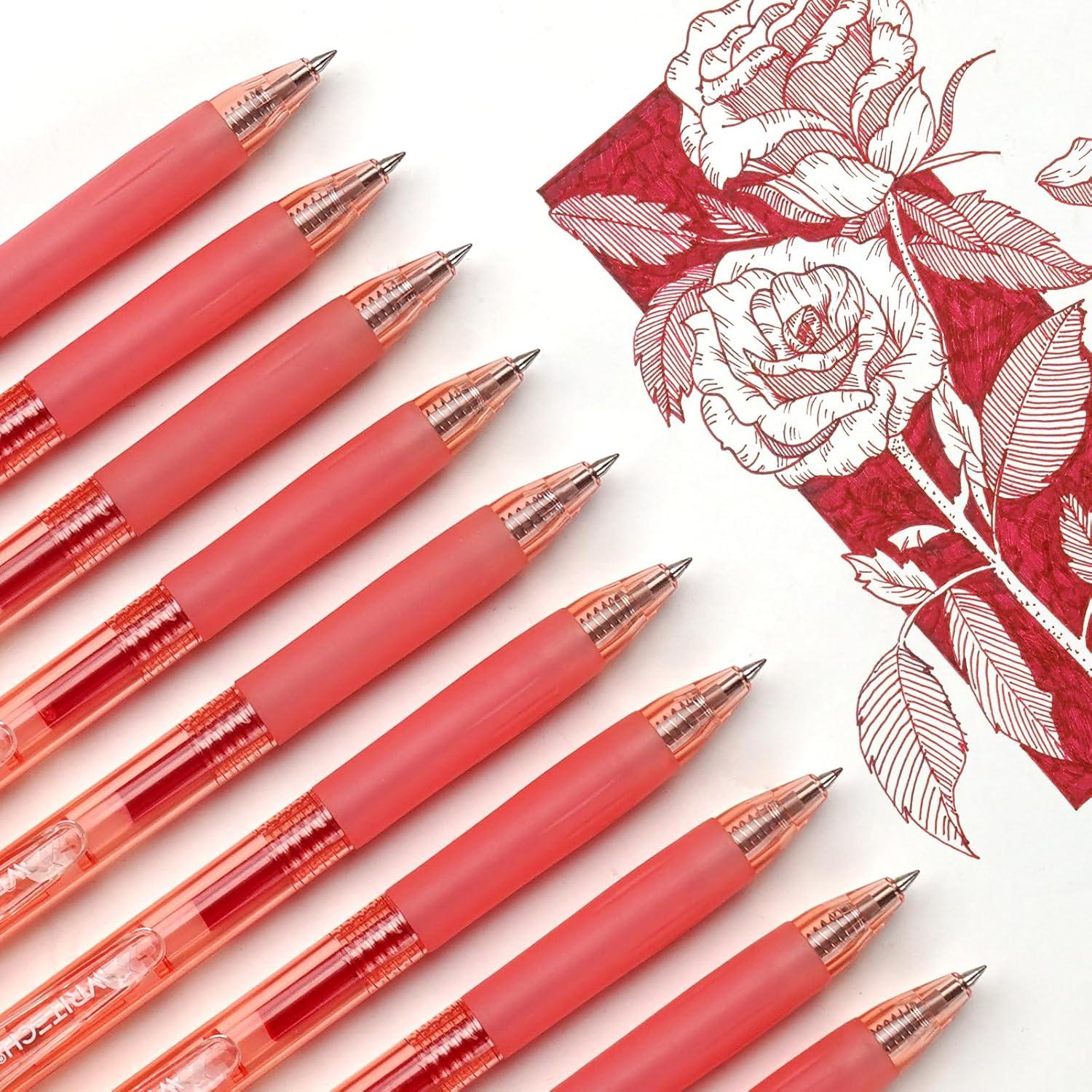 Bolígrafos de Gel Retráctiles WRITECH, Tinta Roja 0.7mm, Set 10