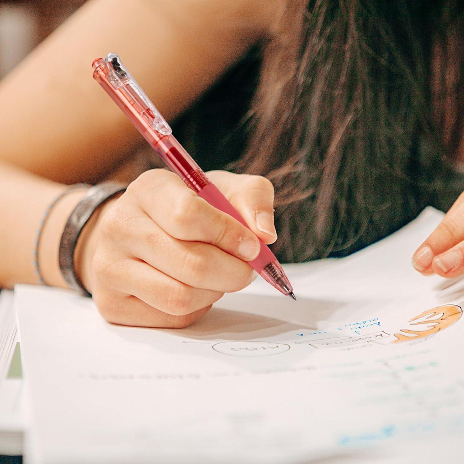 Bolígrafos de Gel Retráctiles WRITECH, Tinta Roja 0.7mm, Set 10