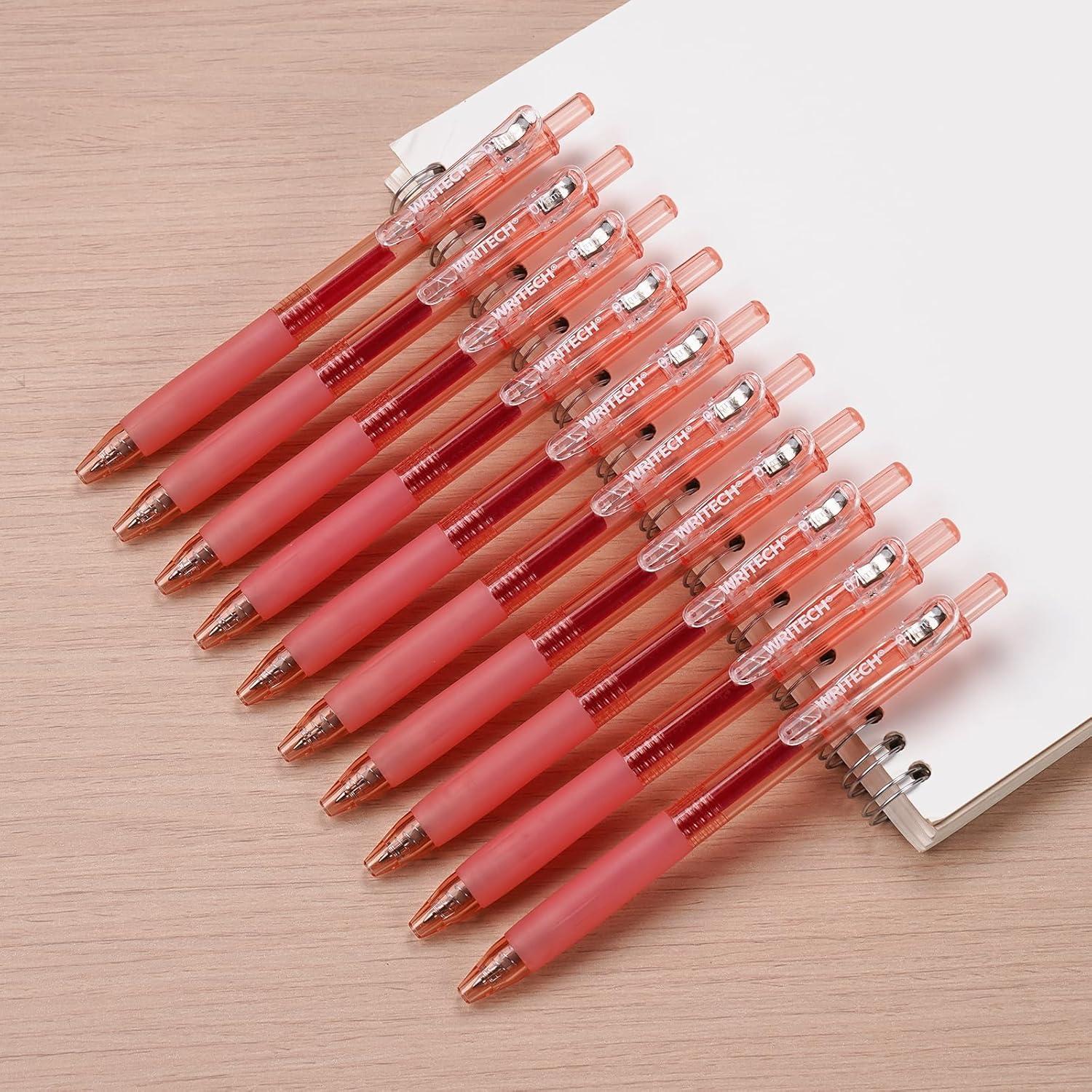 Bolígrafos de Gel Retráctiles WRITECH, Tinta Roja 0.7mm, Set 10