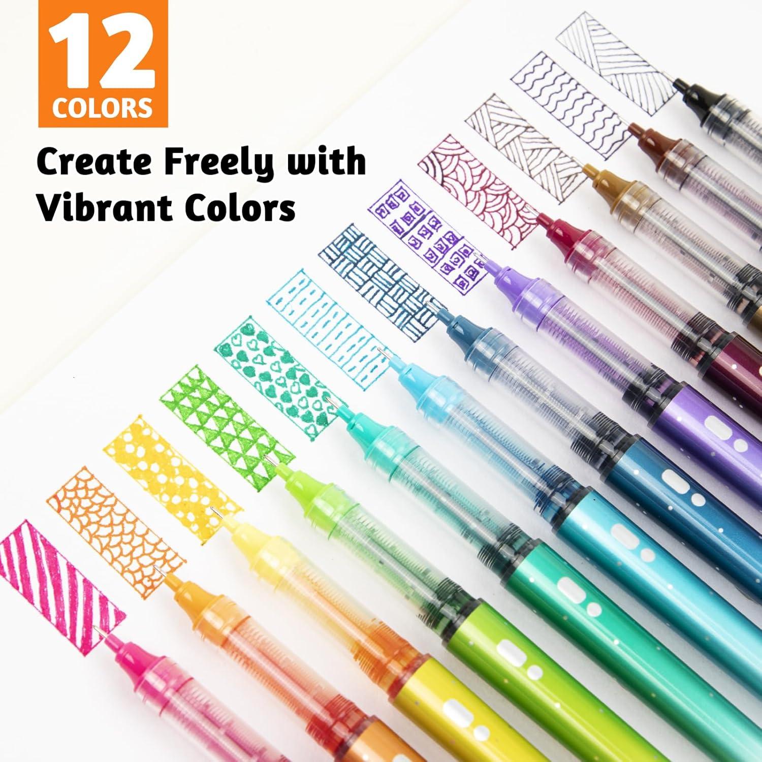 Set de 12 Bolígrafos de Tinta Líquida APOGO 0.5mm Multicolor