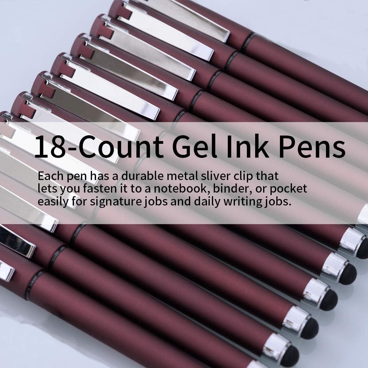 Bolígrafos de Gel Negro NC 1.0mm con Stylus - 18 Paquete