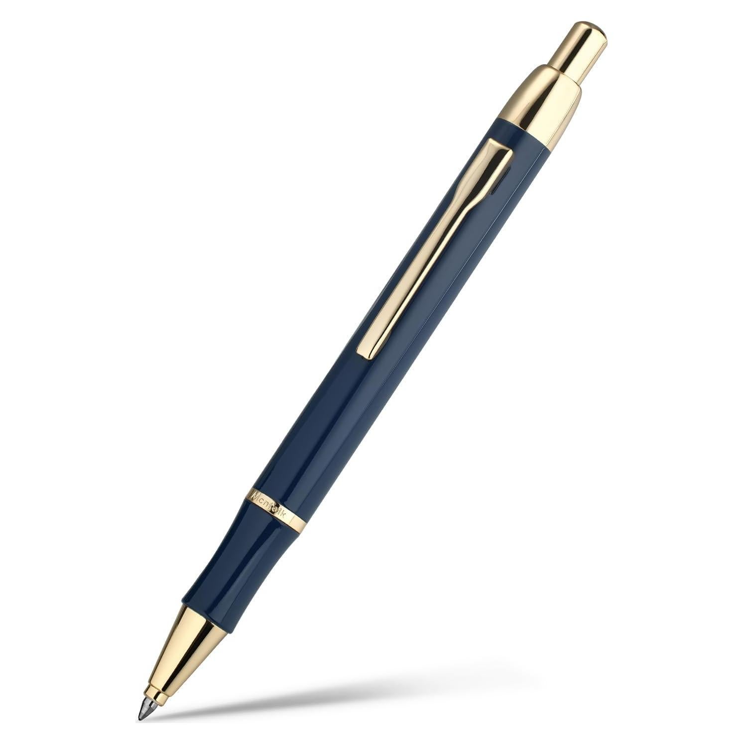 Bolígrafo Gel Retráctil MCNTEIK Azul Oro 24K Ergonomico