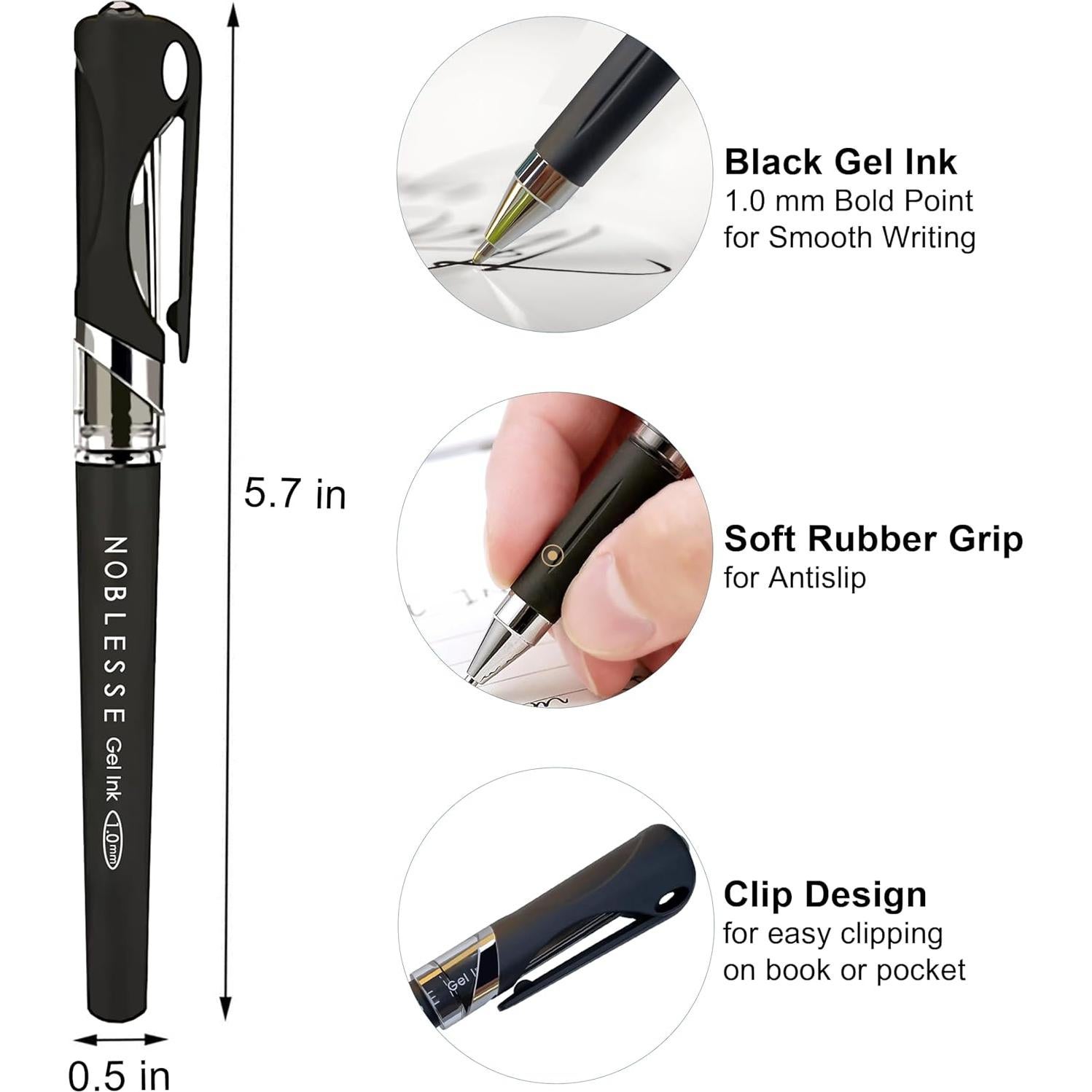 Bolígrafos de Gel MyLifeUNIT 1.0 mm Tinta Negra Paquete 12