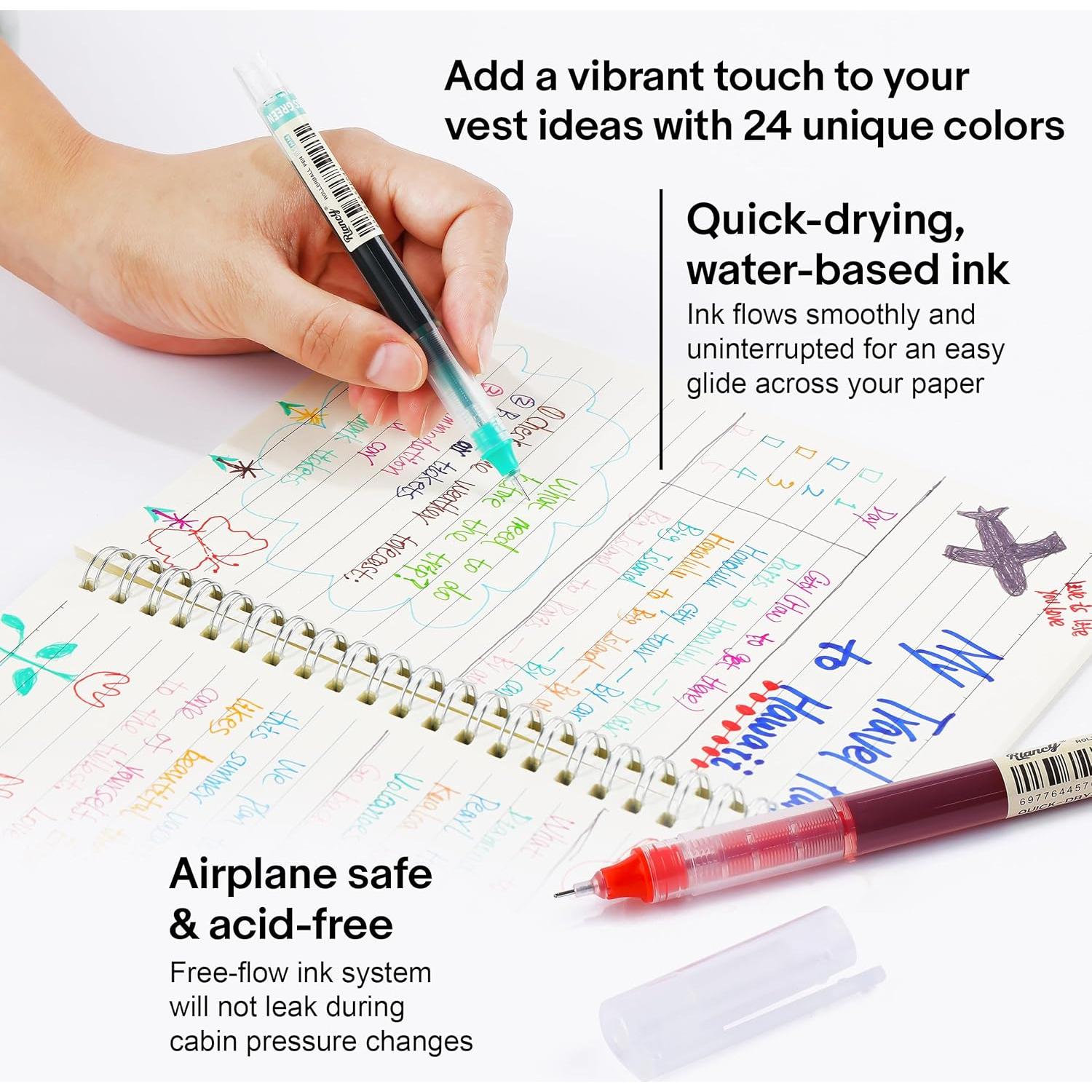 Bolígrafos de Gel RIANCY 24 Colores 0.5mm Escritura Suave