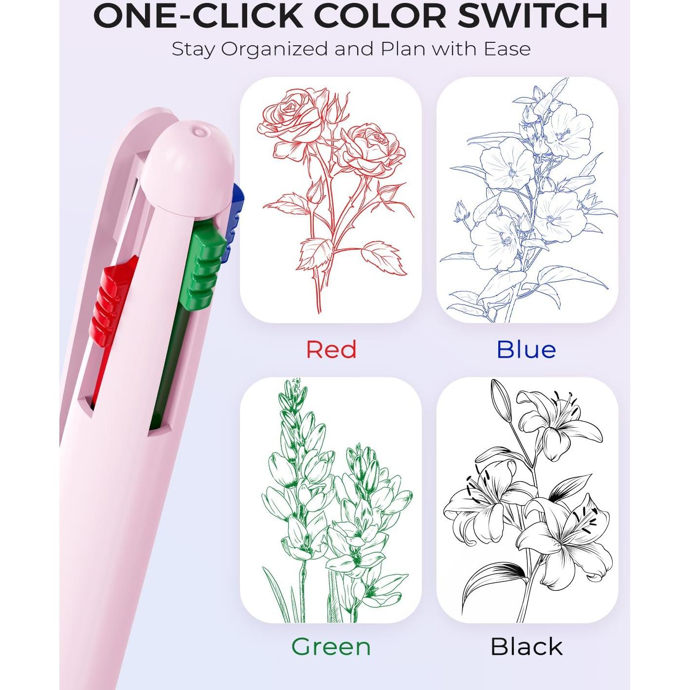 Bolígrafos Multicolor 4 en 1 Cuatro Caramelos - Paquete de 9