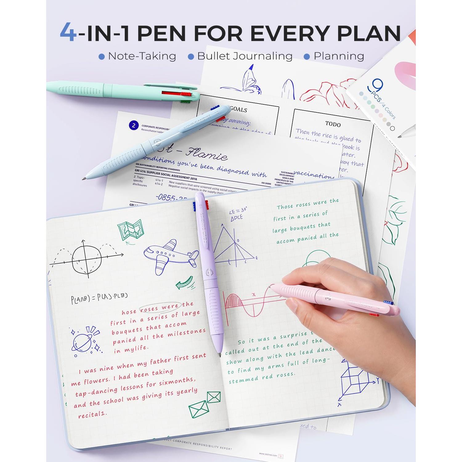 Bolígrafos Multicolor 4 en 1 Cuatro Caramelos - Paquete de 9