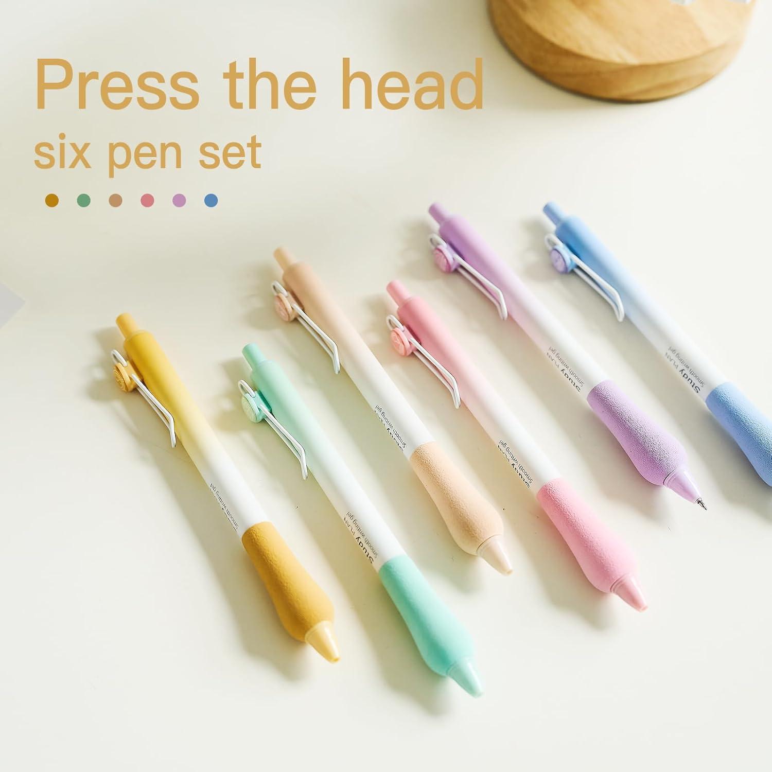 Set de 6 Bolígrafos de Gel LuminoMei Negro 0.5mm Ergonómicos