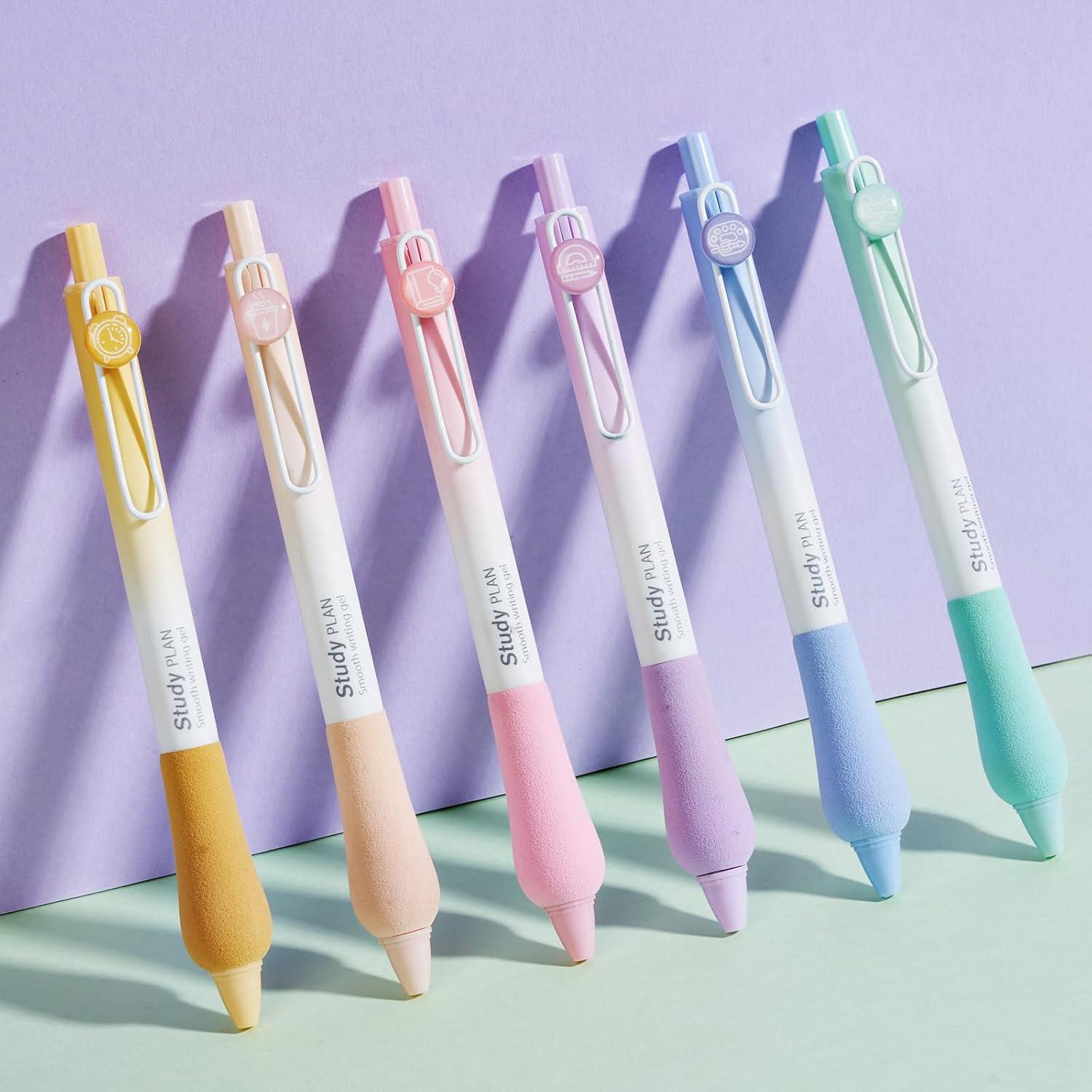 Set de 6 Bolígrafos de Gel LuminoMei Negro 0.5mm Ergonómicos