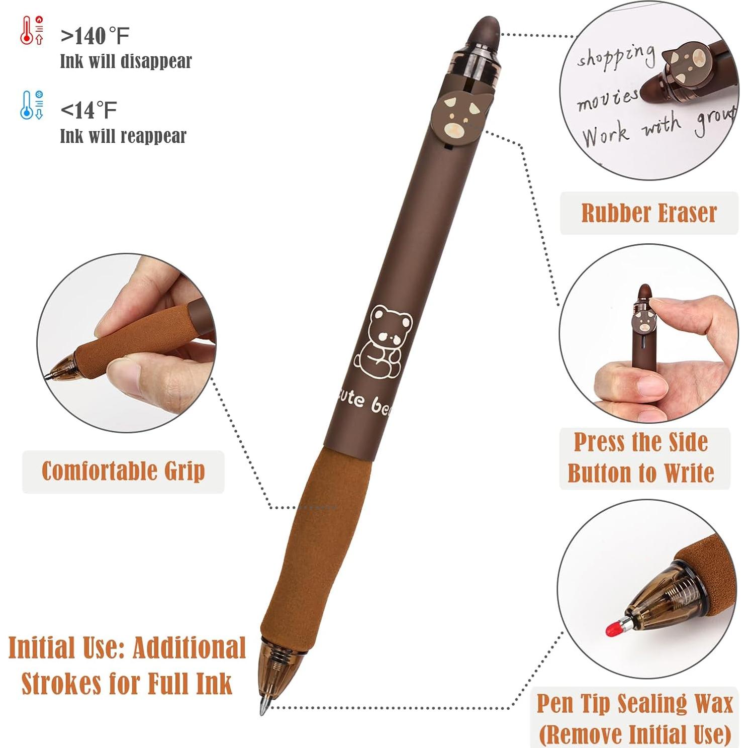 Set de 8 Lápices de Gel Borrables BAYTORY Café 0.3mm