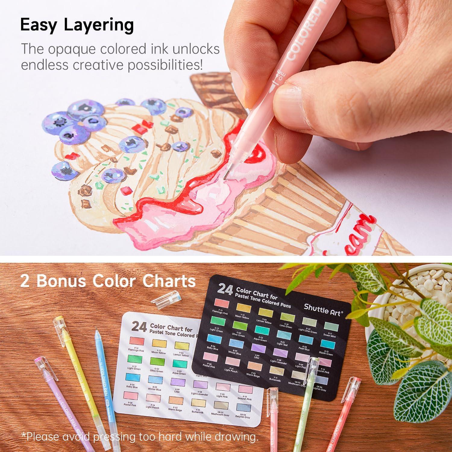 Bolígrafos de Gel Shuttle Art 24 Colores Pastel 0.6mm