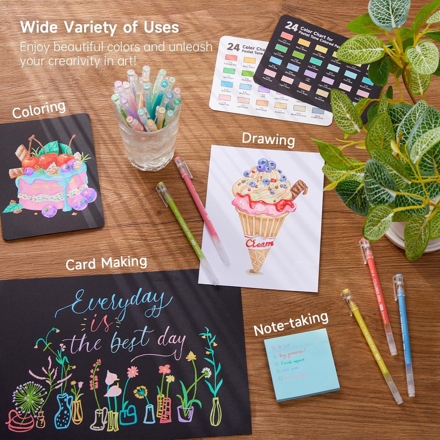 Bolígrafos de Gel Shuttle Art 24 Colores Pastel 0.6mm