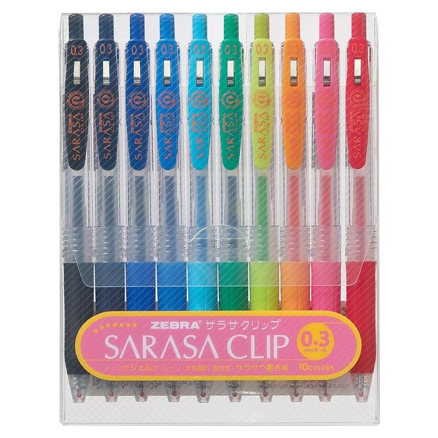 Bolígrafo de Gel Zebra Sarasa Clip 0.3mm - Set 10 Colores