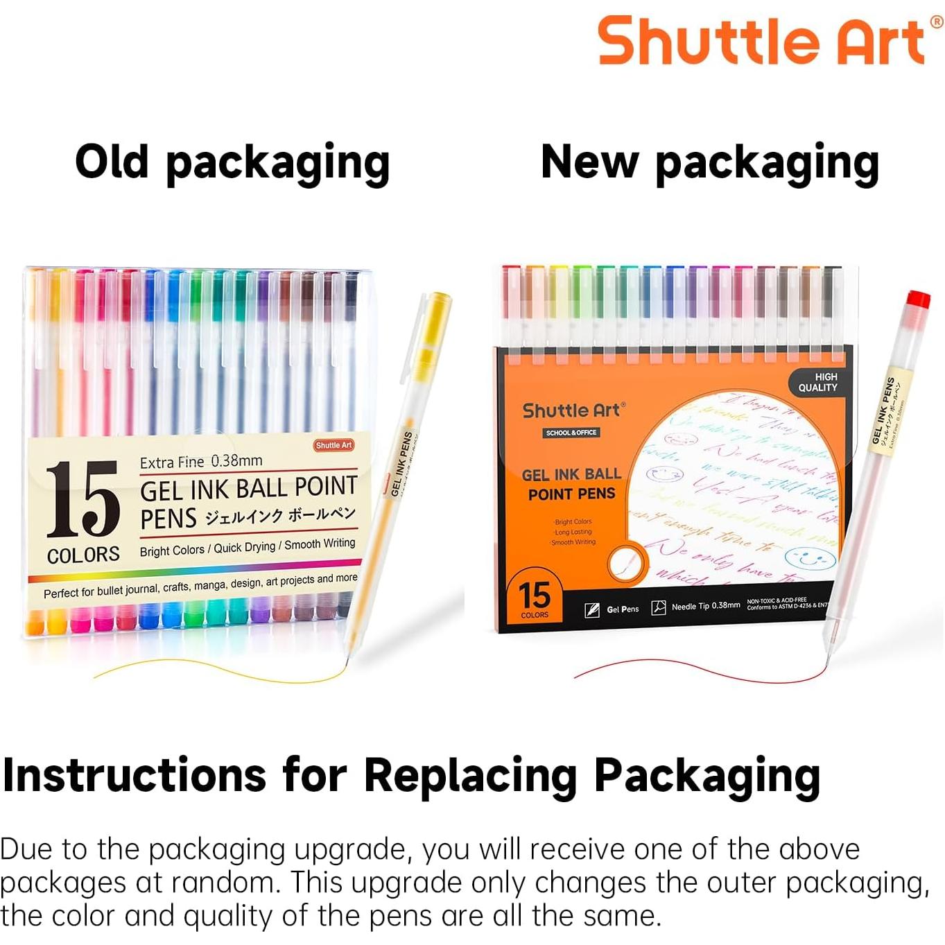 Bolígrafos de Gel Shuttle Art 15 Colores 0.38mm Extra Fina