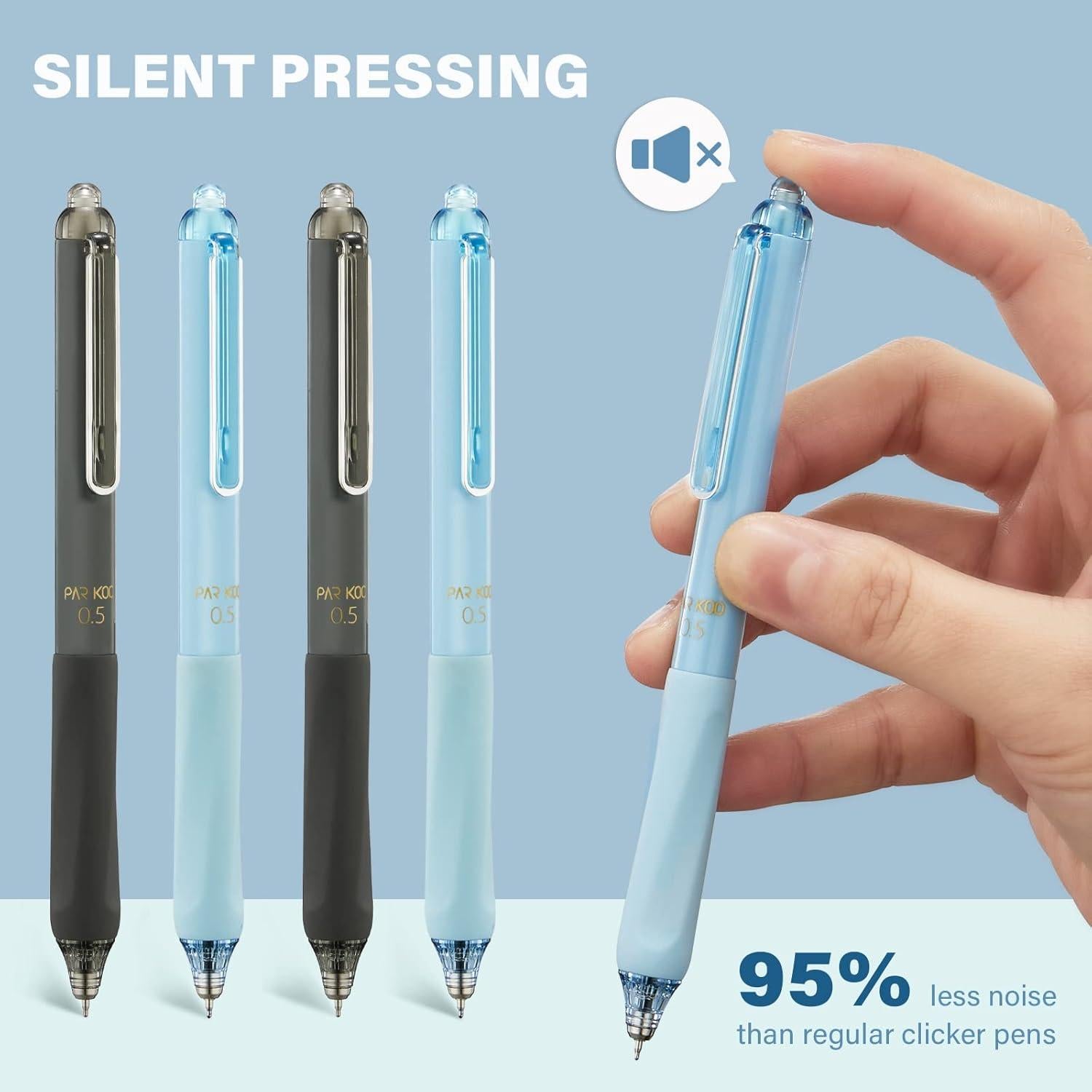 Bolígrafos de Gel ParKoo 12pcs Punta Fina 0.5mm Retráctiles