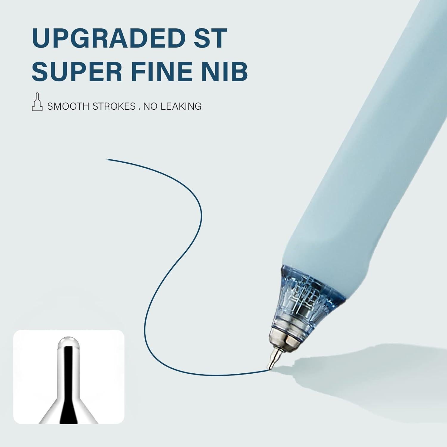 Bolígrafos de Gel ParKoo 12pcs Punta Fina 0.5mm Retráctiles