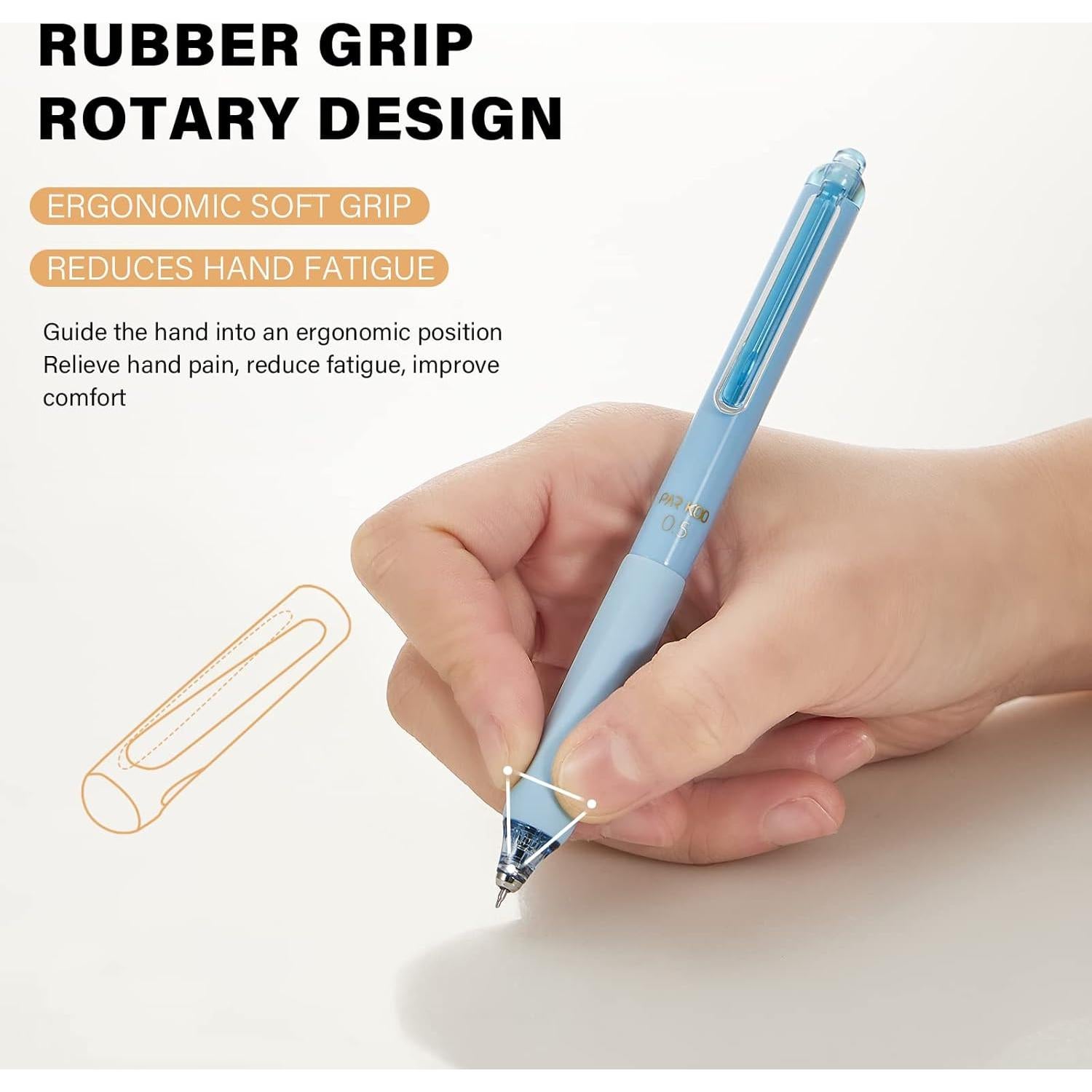 Bolígrafos de Gel ParKoo 12pcs Punta Fina 0.5mm Retráctiles