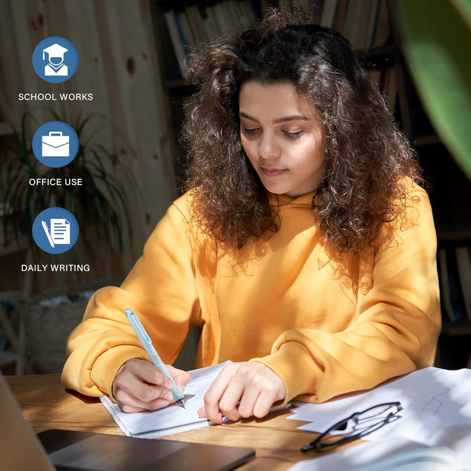 Bolígrafos de Gel ParKoo 12pcs Punta Fina 0.5mm Retráctiles