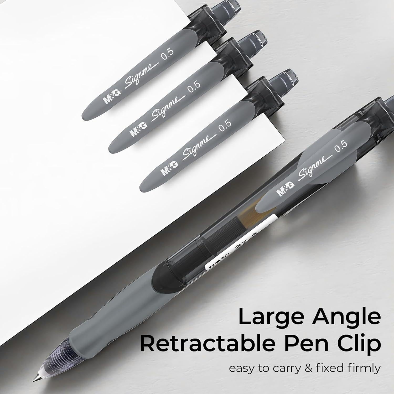 Set de 30 Bolígrafos de Gel M&G 0.5mm Tinta Negra Retráctiles