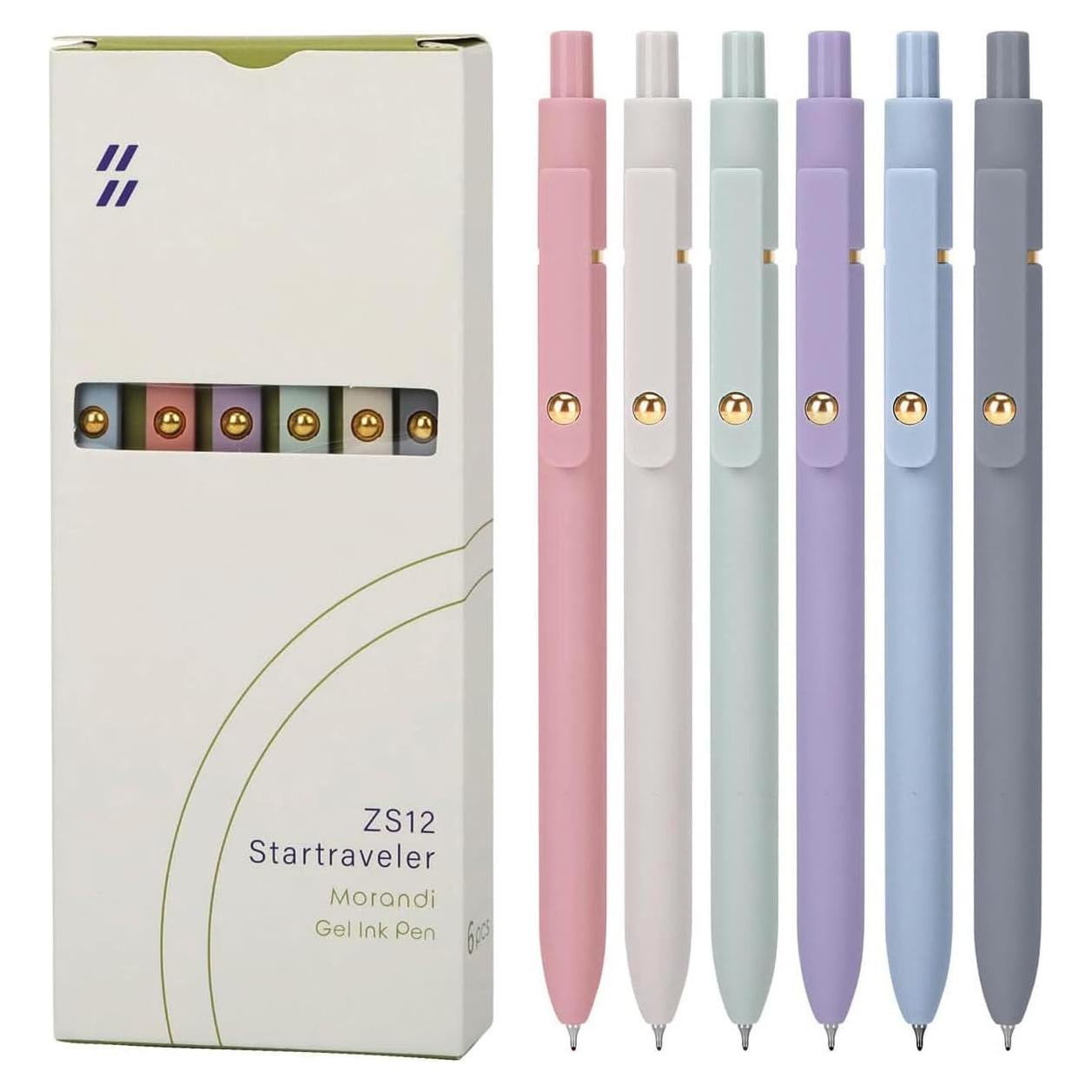 Bolígrafos de Gel Felofty 0.7mm Tinta Negra 6Pcs Morandi