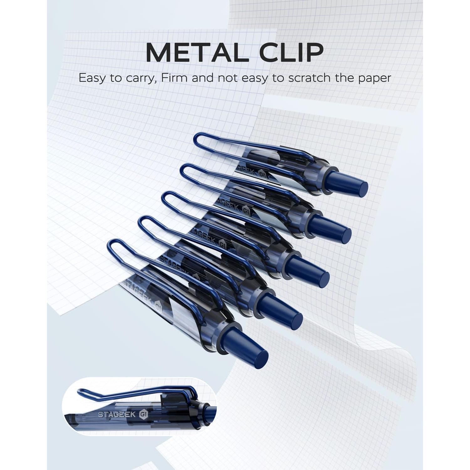 Paquete de 12 bolígrafos de gel STAGEEK azul 0.5mm