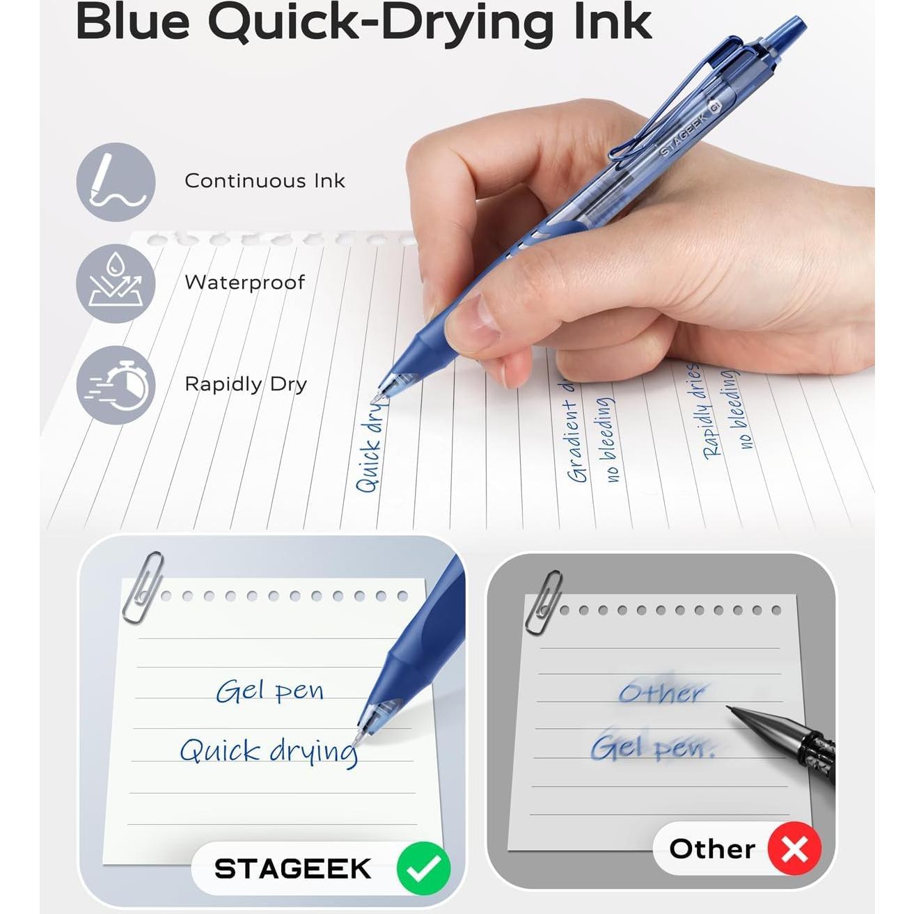 Paquete de 12 bolígrafos de gel STAGEEK azul 0.5mm