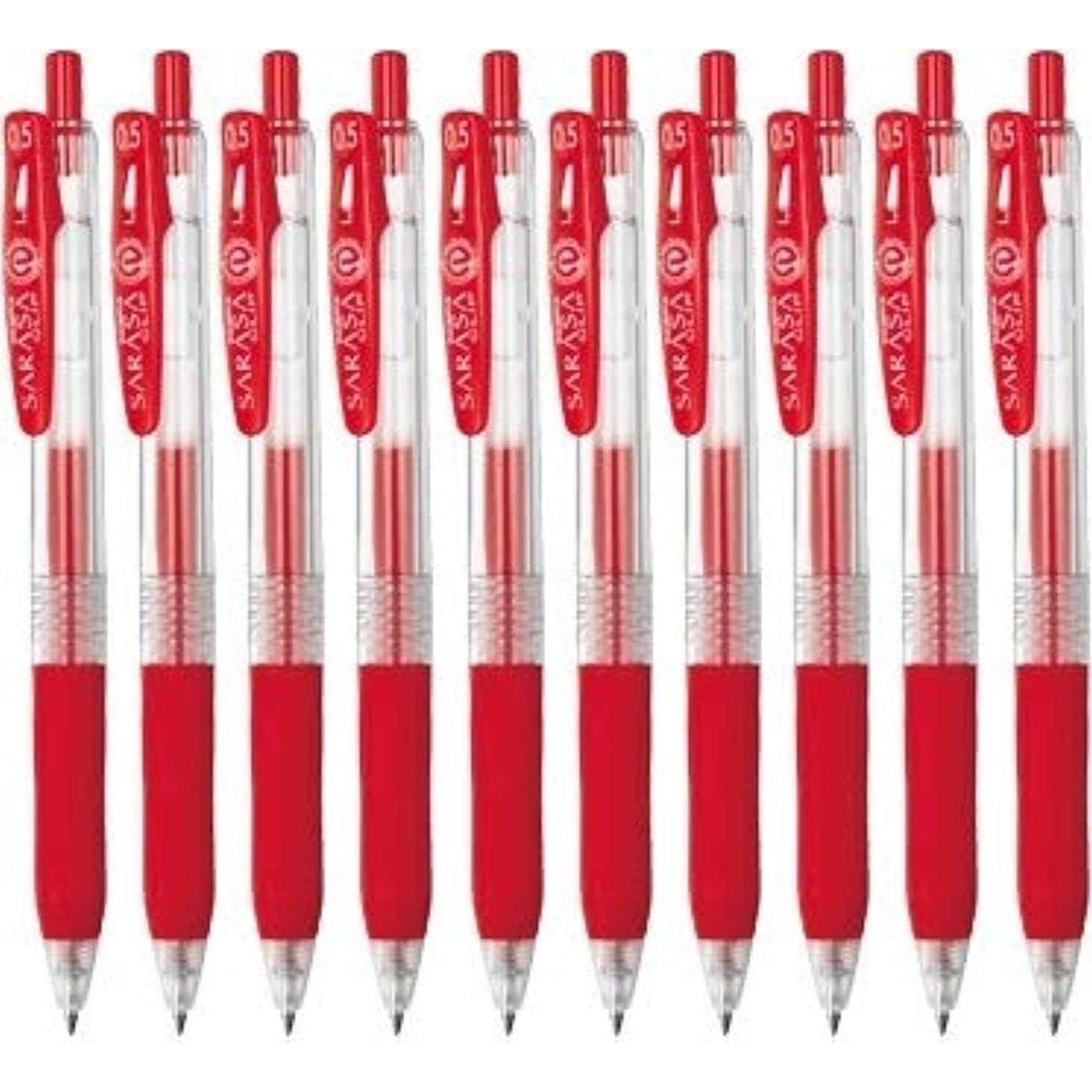 Bolígrafo de Gel Retráctil Zebra Sarasa Clip 0.5mm Rojo - Paquete de 10