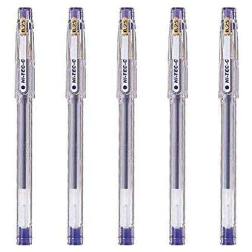 Bolígrafo gel Pilot Hi-Tec-C 025, punta 0.25mm, azul, 5 unidades