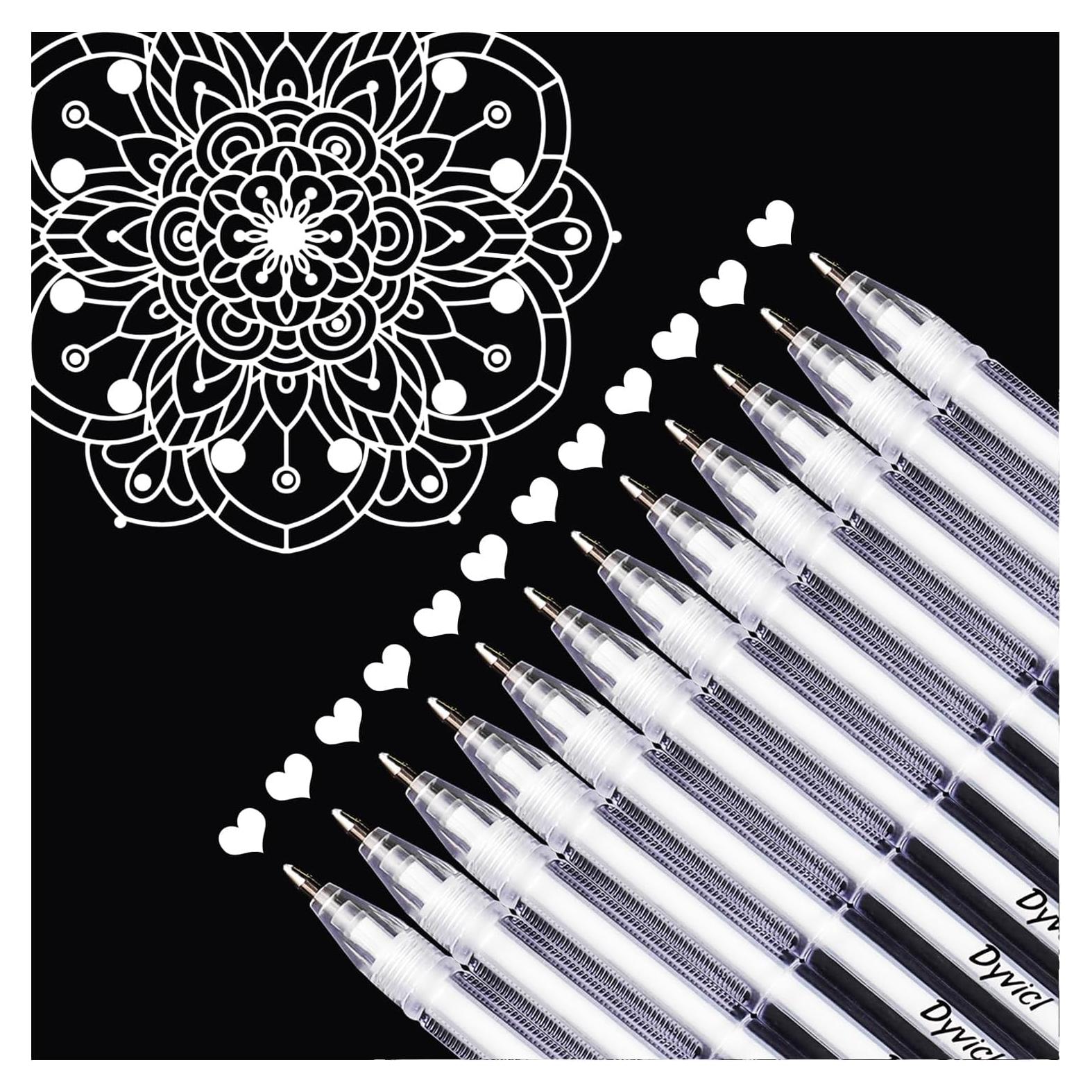 Set de 12 Bolígrafos de Gel Blancos Dyvicl 0.8 mm Punta Fina