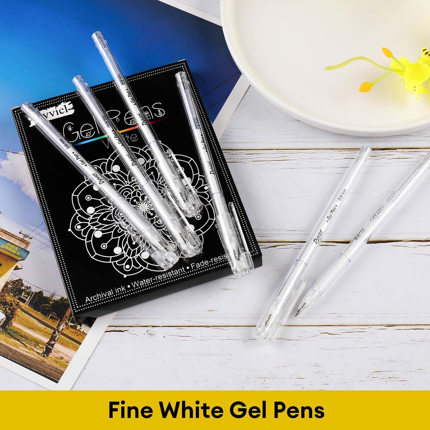 Set de 12 Bolígrafos de Gel Blancos Dyvicl 0.8 mm Punta Fina