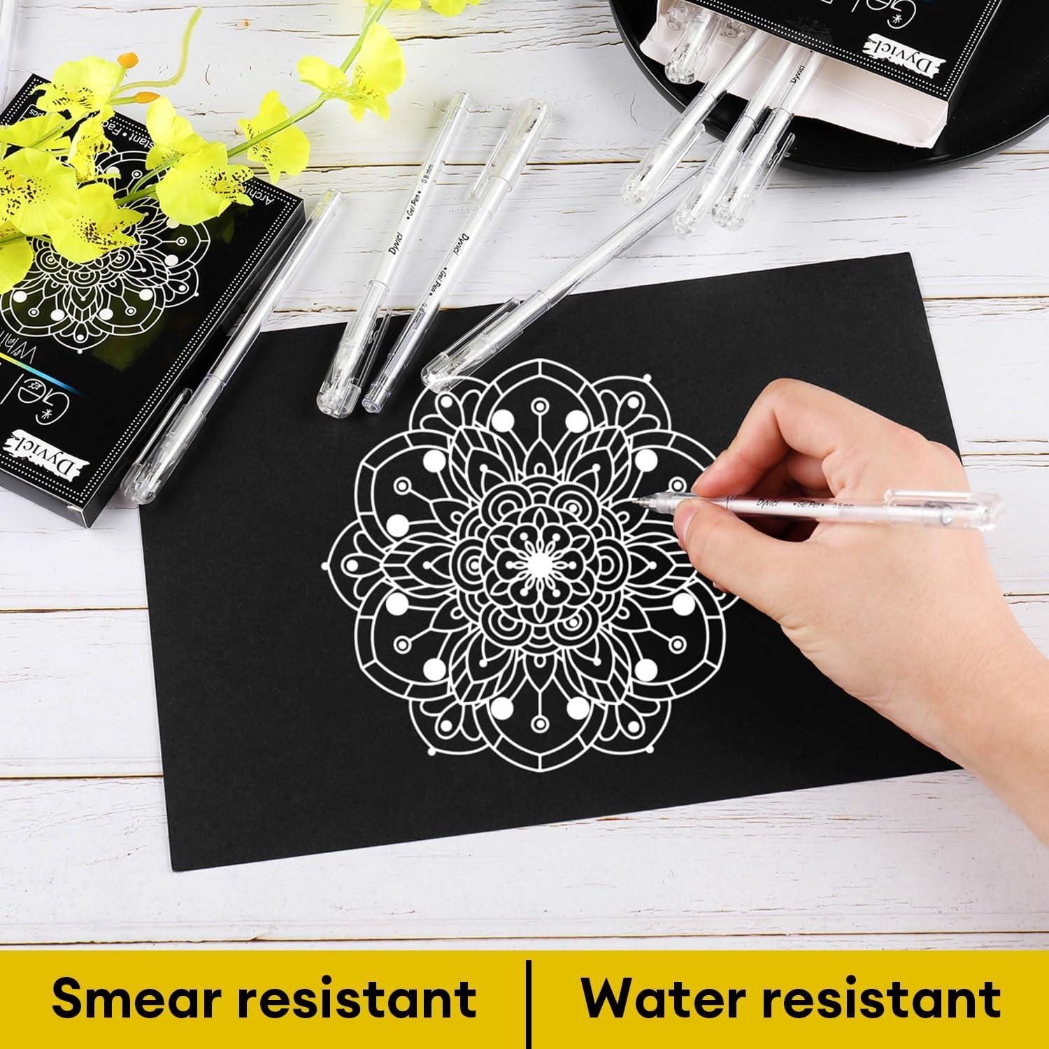 Set de 12 Bolígrafos de Gel Blancos Dyvicl 0.8 mm Punta Fina