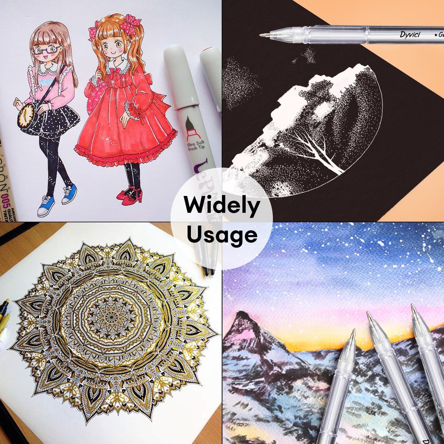 Set de 12 Bolígrafos de Gel Blancos Dyvicl 0.8 mm Punta Fina