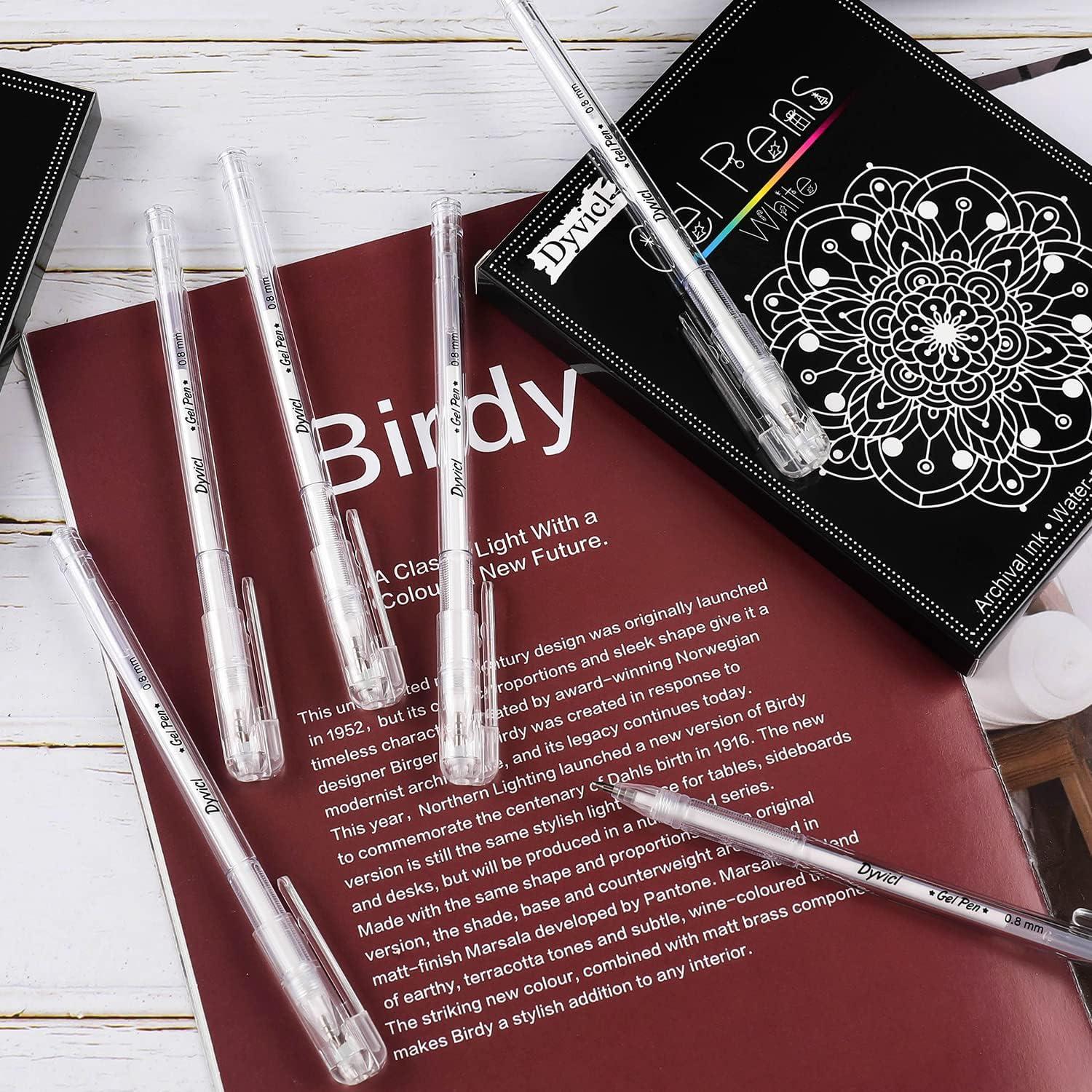 Set de 12 Bolígrafos de Gel Blancos Dyvicl 0.8 mm Punta Fina