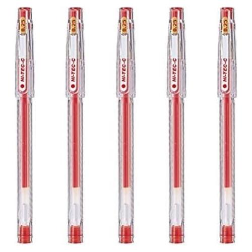 Bolígrafo Gel Pilot Hi-Tec-C 025 Rojo Punta Fina 0.25mm Paquete 5
