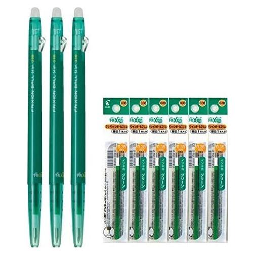 Bolígrafo Gel Borrable Pilot FriXion Ball Slim 0.38mm Verde - Set 3+6