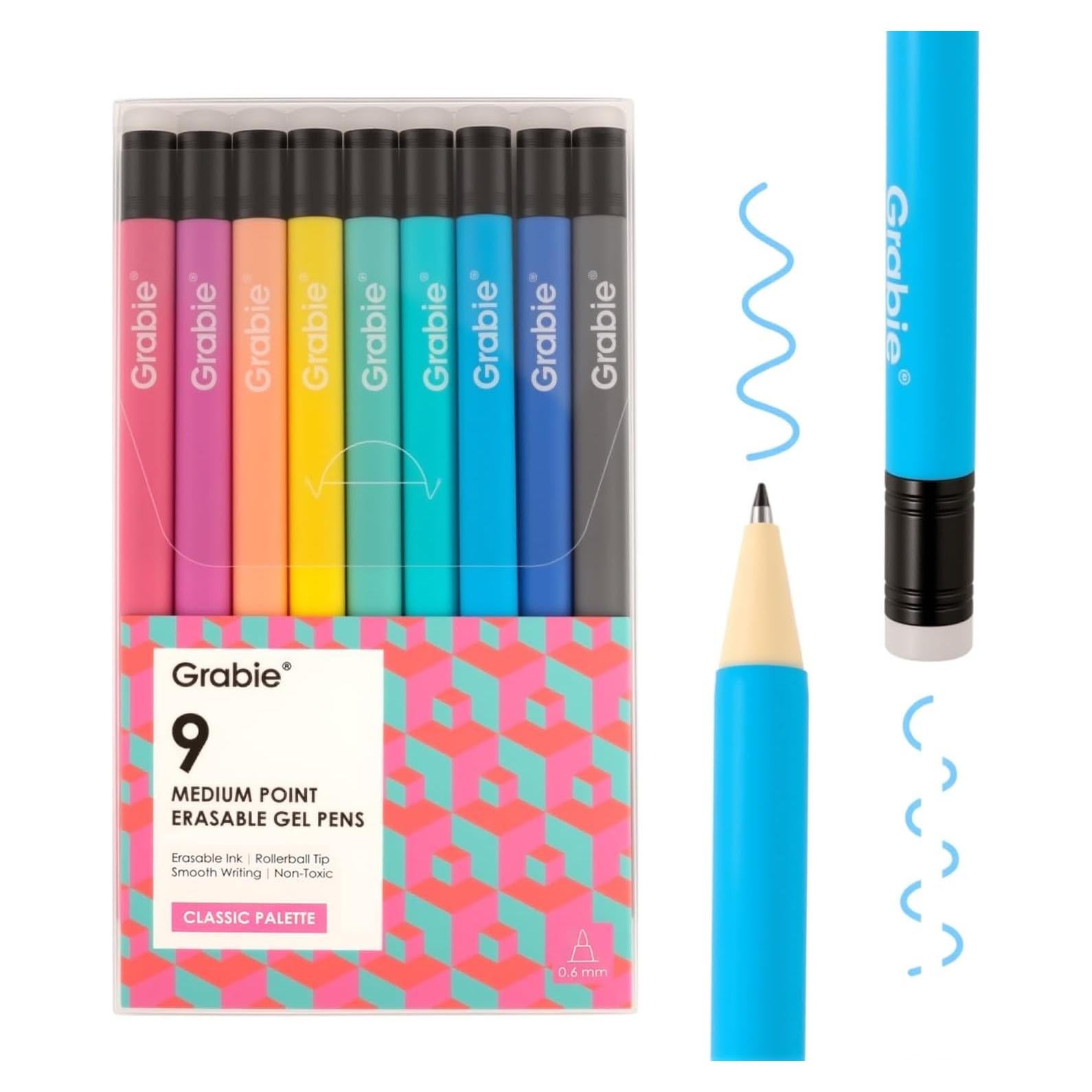 Bolígrafos de Gel Borrables Grabie, 9 Colores, 0.6mm