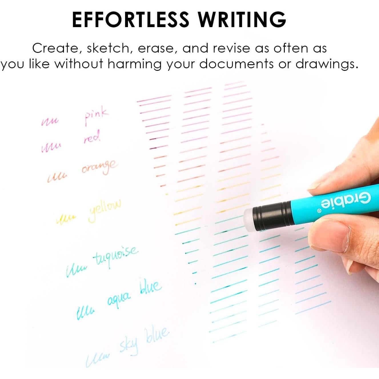 Bolígrafos de Gel Borrables Grabie, 9 Colores, 0.6mm