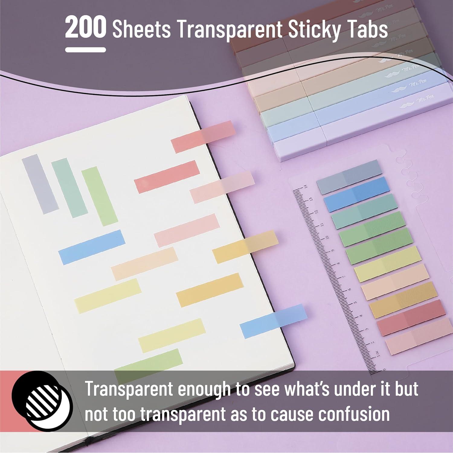 Set de Toma de Notas Mr. Pen: 8 Bolígrafos Gel Pastel + 200 Etiquetas