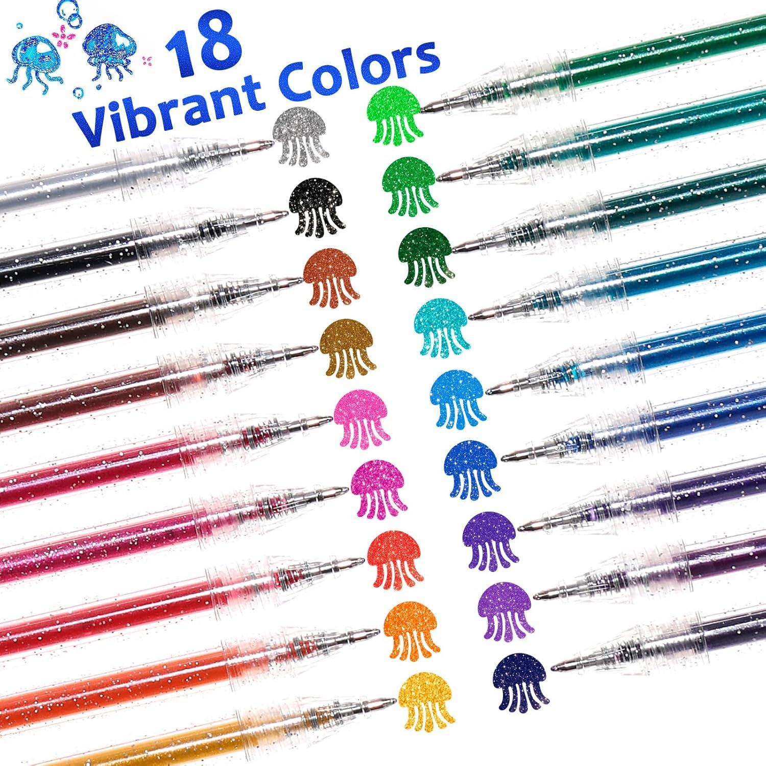 Bolígrafos de Gel Glitter LET'S RESIN, 18 Colores Vibrantes