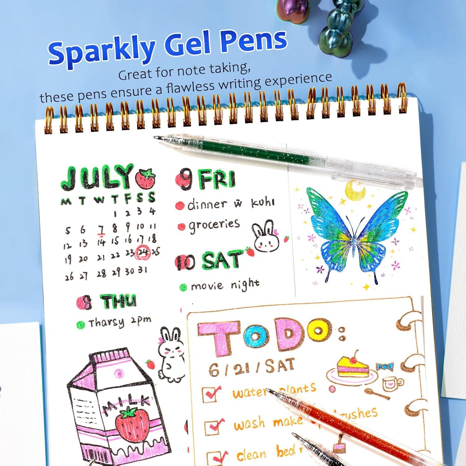 Bolígrafos de Gel Glitter LET'S RESIN, 18 Colores Vibrantes