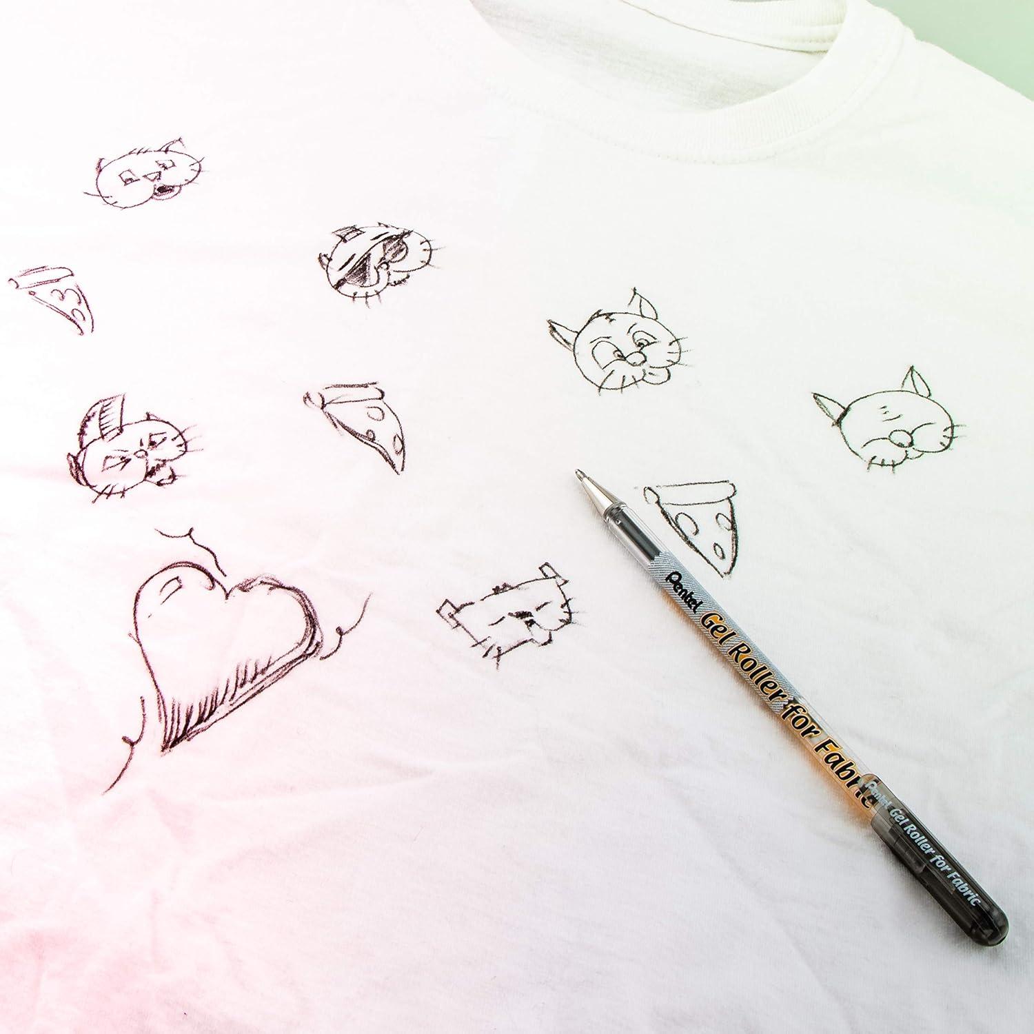 Rodillo de Gel Pentel Arts para Tela 1.0mm Tinta Negra - Paquete de 2