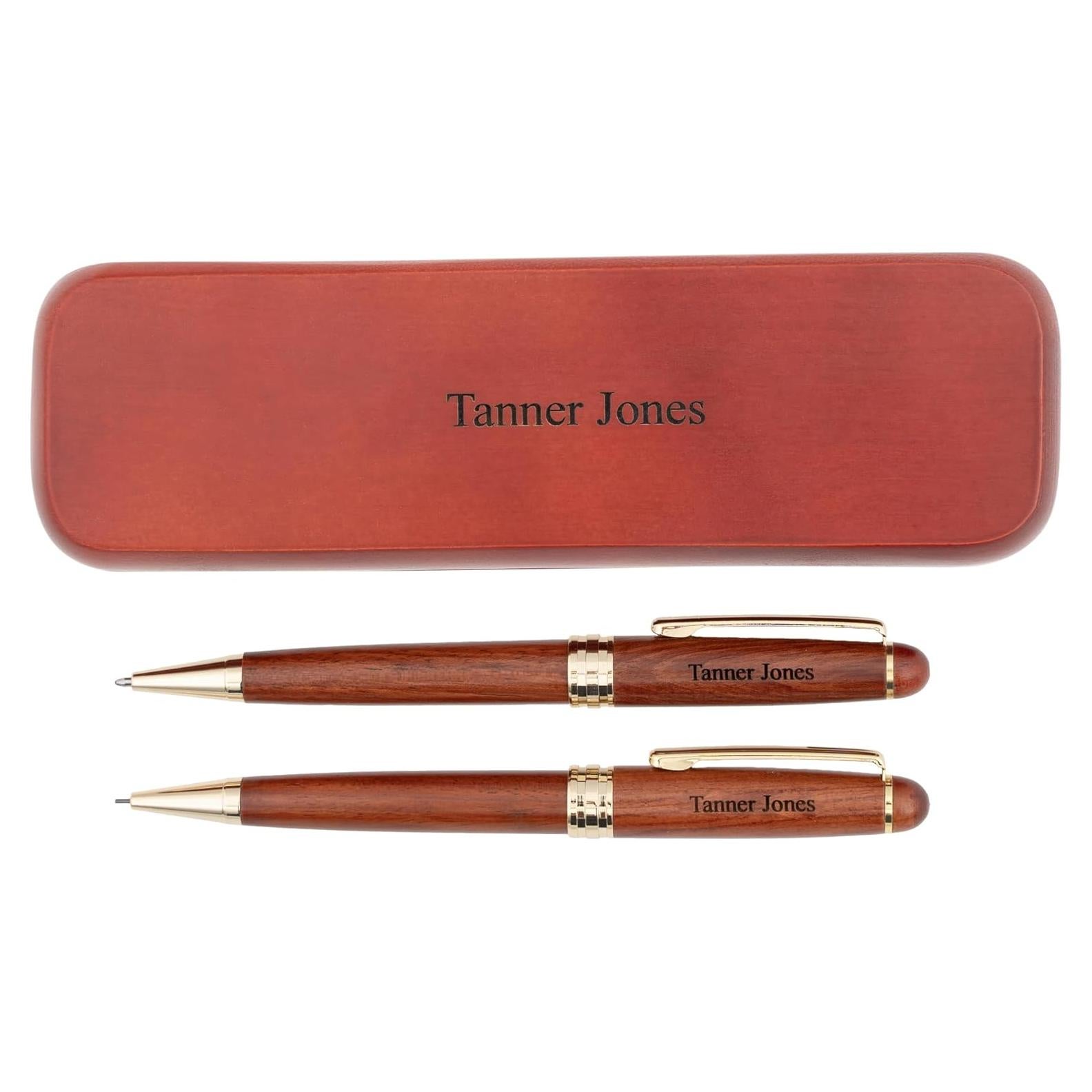 Conjunto de Bolígrafo y Lápiz Personalizado Días de Primavera - Madera de Rosa