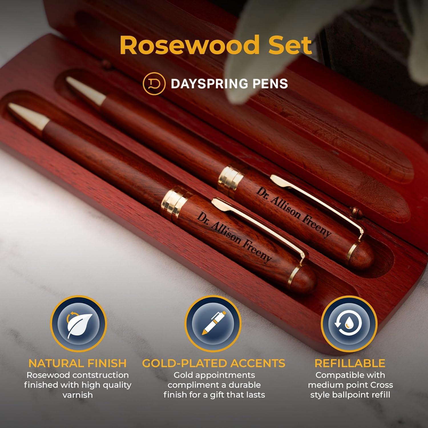 Conjunto de Bolígrafo y Lápiz Personalizado Días de Primavera - Madera de Rosa